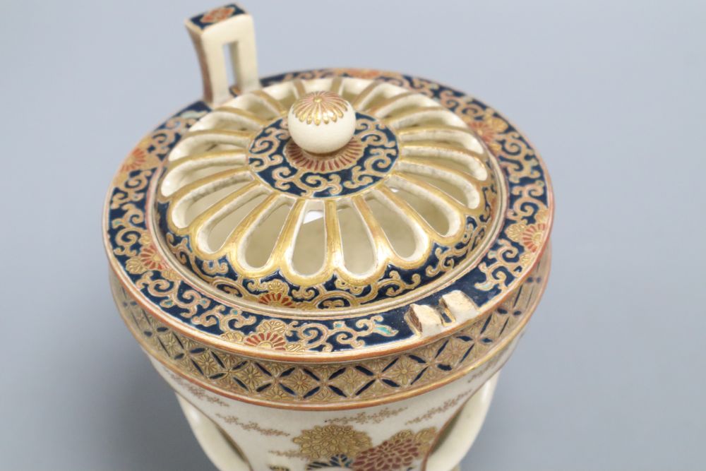 A Japanese Satsuma incense burner, height 16cm
